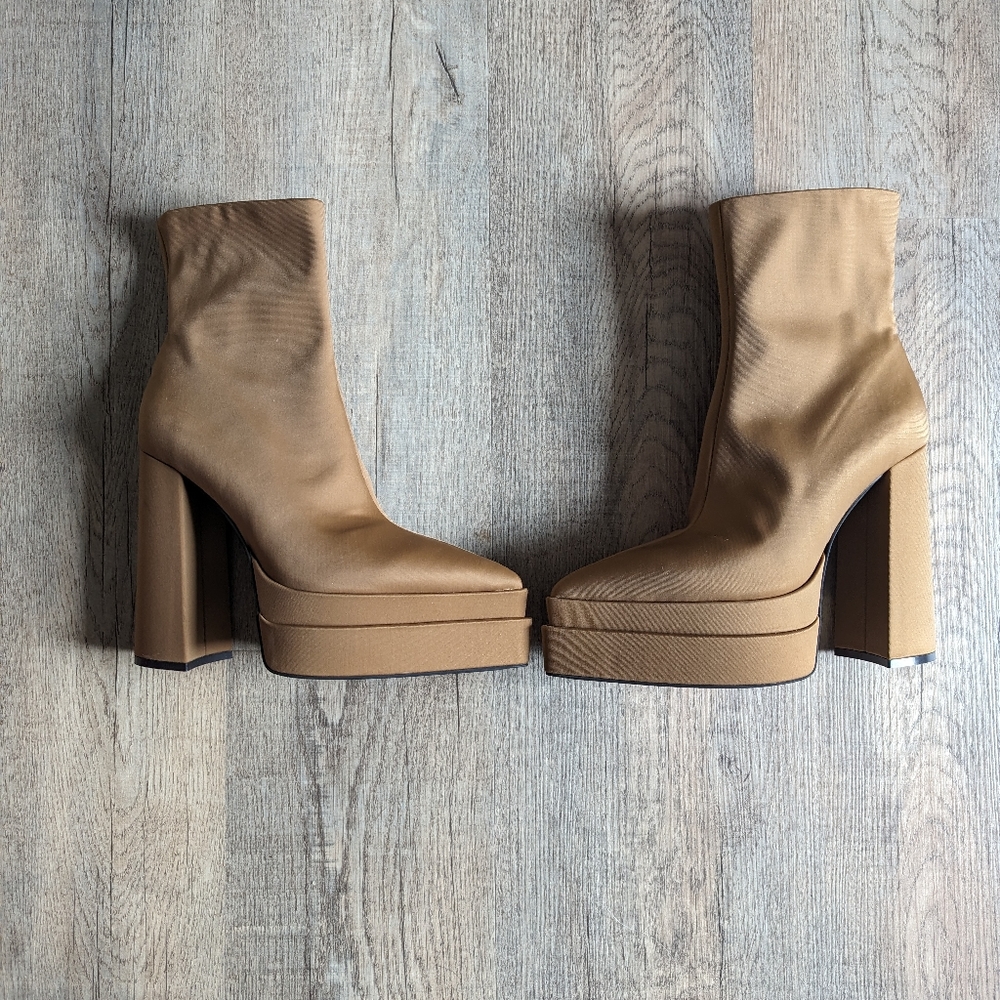 Free People X Jeffrey CampbellSatin Platform Block Heel Distortion Chelsea Boot
